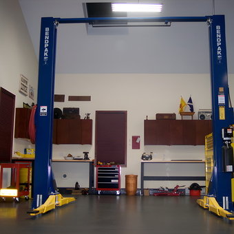 Organized garage with BendPak car lift and tool storage - Joseph from Glen Mills, PA