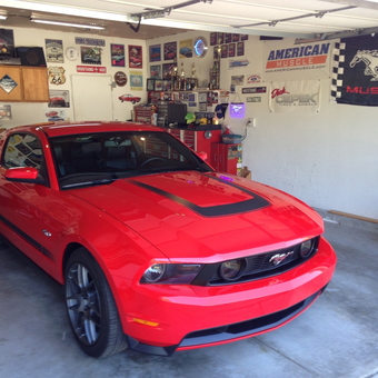 Mustang Themed Garage With Wall Signs And Cabinets - Darrin from Elkhart, In