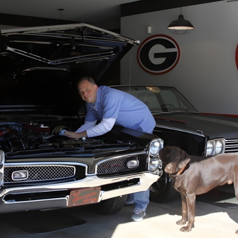 Classic Cars and Georgia Decor in Garage - Chris from Bishop, GA