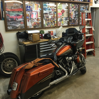 Motorcycle with Tool Chest and Garage Decor - BILL from Houston, OH