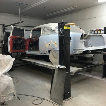 Classic car restoration on four post lift - BILL from Houston, OH