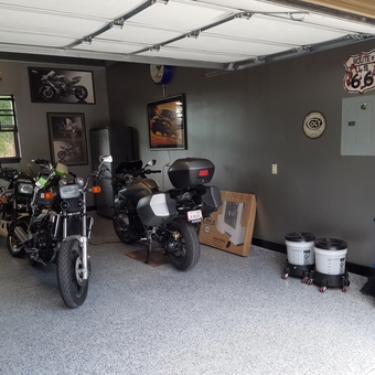 Motorcycle-Themed Garage with Wall Art and Tools - Scott from Edmond, Oklahoma