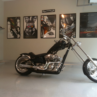 Custom Chopper Motorcycle in Movie Poster Garage - Jason from Fenton, MO