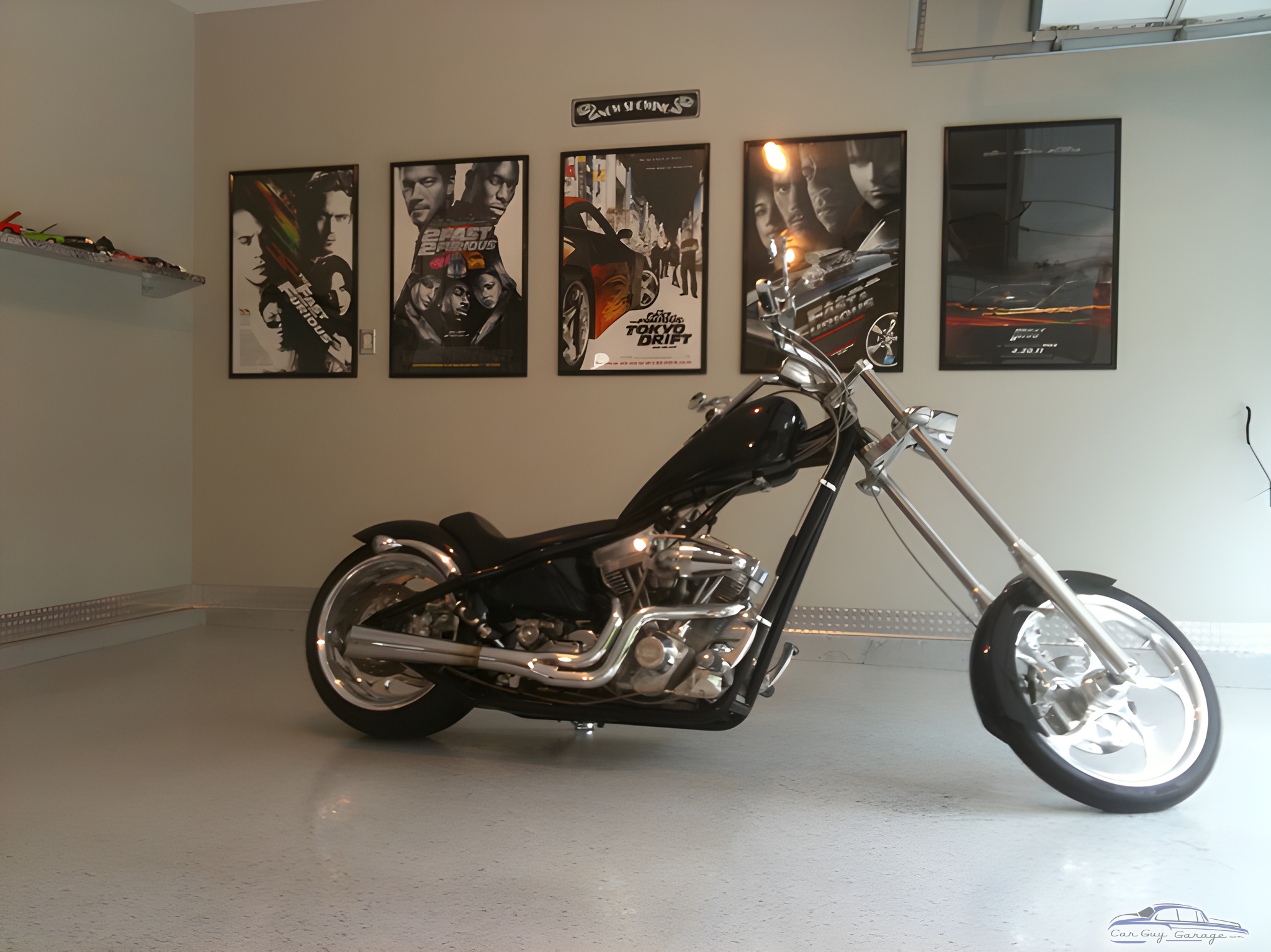 Custom Chopper Motorcycle in Movie Poster Garage - Jason from Fenton, MO