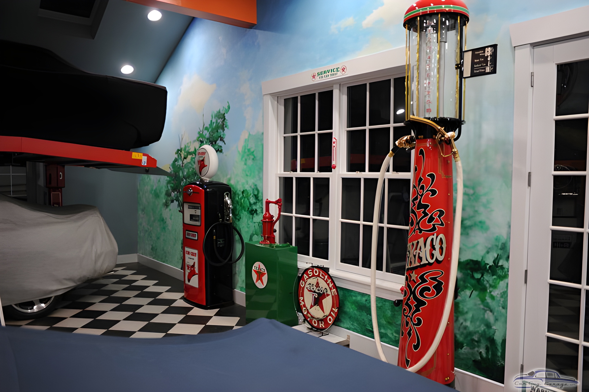 Vintage Gas Pumps and Classic Decor in Custom Garage - Robert from Tenafly, NJ