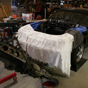 Engine Removal with Hoist in Organized Garage - twildt from Ft. Worth, Texas