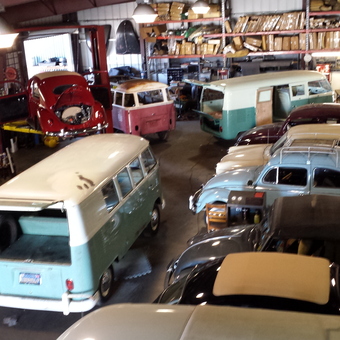 Classic VW Cars and Vans in Restored Garage - Gary from Concord, CA