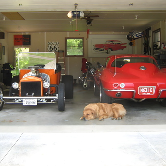Classic Hot Rod and Corvette Garage with Wall Decor - Stosh from Canal Fulton, Ohio