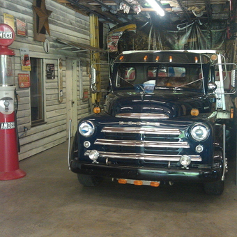 Classic Dodge Truck and Vintage Gas Pump in Garage - Jim from Kingsport, TN