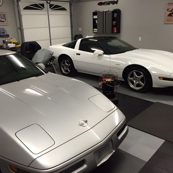 Organized Garage with Two Corvettes and Wall Cabinets - Jeff from Pasadena, Maryland
