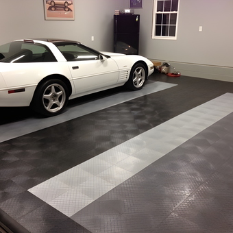 Garage with Modular Tile Flooring and Sports Car - Jeff from Pasadena, Maryland