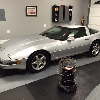 Silver Corvette in Organized Garage with Storage Cabinets - Jeff from Pasadena, Maryland