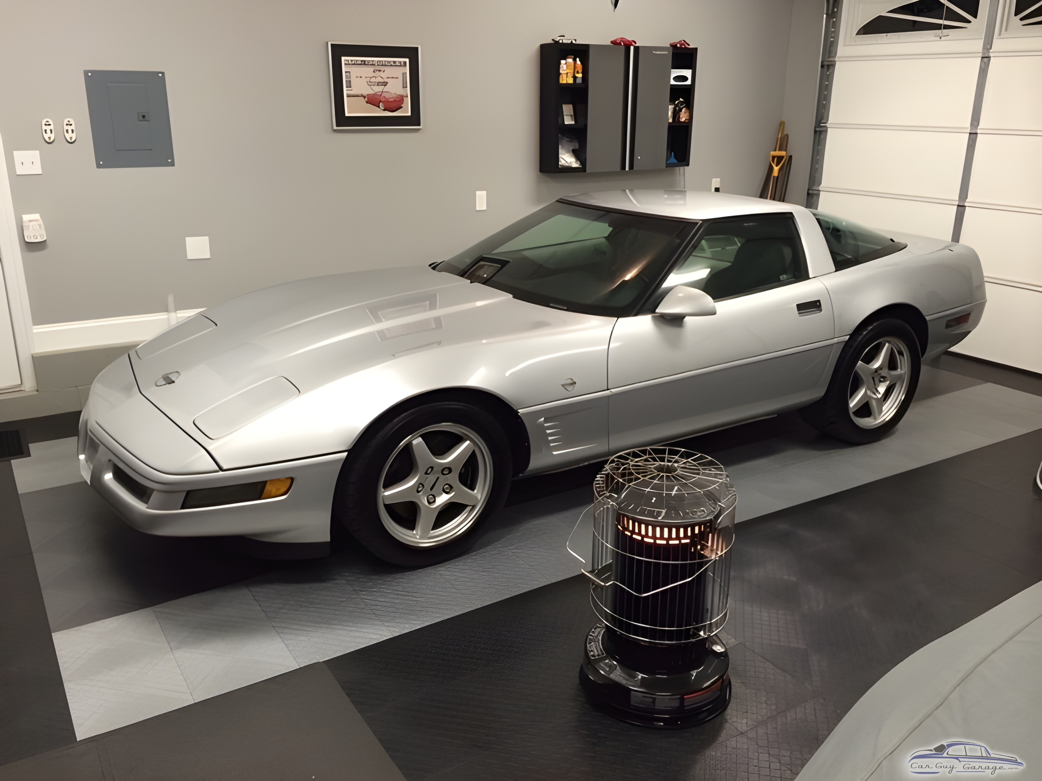 Silver Corvette in Organized Garage with Storage Cabinets - Jeff from Pasadena, Maryland