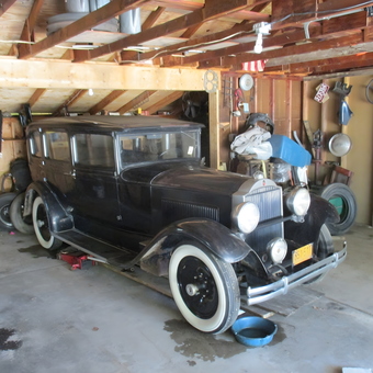 Classic car in vintage garage with tools and wheels - Granttt73 from Ann Arbor, MI