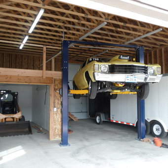 Classic car on two post lift in organized garage - LEADFOOT MIKE from Brighton, Colorado