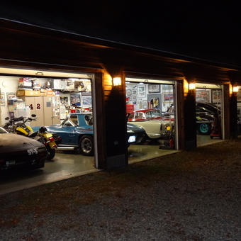Classic Cars and Motorcycles in Well-Organized Garage - Rus from Somers, NY