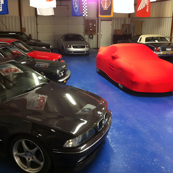 Classic Car Collection with Covers and Signs - Fotoab from Fairport, NY