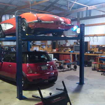 Garage with BendPak Car Lift and Workbenches - Robert from Capron, IL