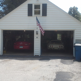 Two-Car Garage With American Flag and Classic Cars - Wayne from Washington Depot, CONNECTICUT