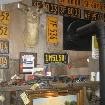 Vintage License Plates and Diecast Cars Display - Rocket Doc from Paso Robles, Ca.