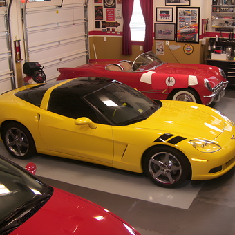 Classic and Modern Corvettes in Well-Decorated Garage - Cisco from Aroda, VA