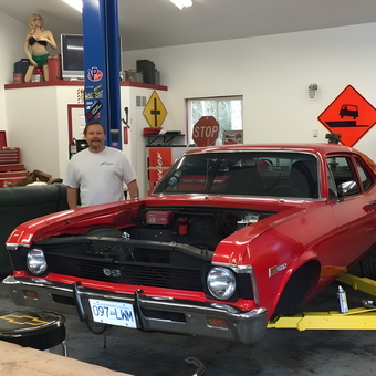 Classic Car Restoration Garage with Lift and Signs - Matt from Prince George, British Columbia