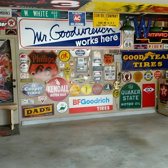 Vintage Garage Signs and Cabinets Display - Don's Garage from Broken Arrow, OK