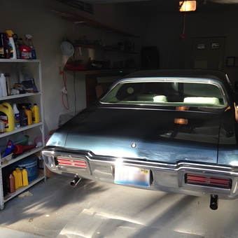 Classic car in organized garage with shelves - Zipp from Rockford, Illinois