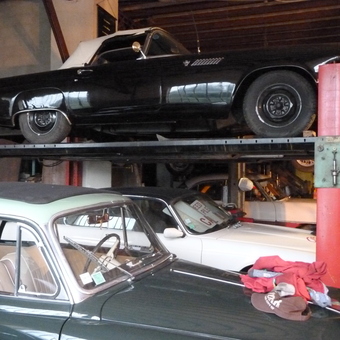 Classic Cars on Four Post Lift in Garage - pascal from chambost-allieres