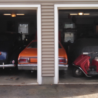 Classic Cars, Golf Cart, and Covered Vehicle in Garage - Ron from New Braintree, Massachusetts