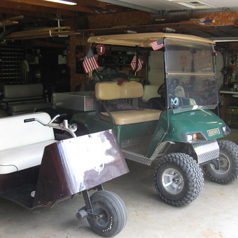 Golf Carts and Tools in Organized Garage - KMA cart guy from Necedah, WI