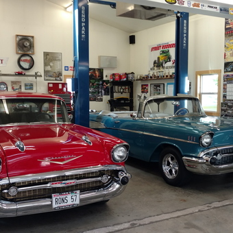 Classic Chevy Garage with Car Lift and Wall Decor - Rons57 from Fort Atkinson, Wi