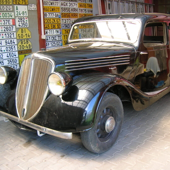Classic black vintage car and license plate wall display - Radovan from Prostejov, Czech Republic