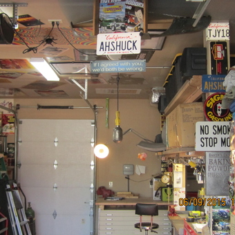 Garage Decor with Vintage Signs and Tools - Jim from Boise, Idaho
