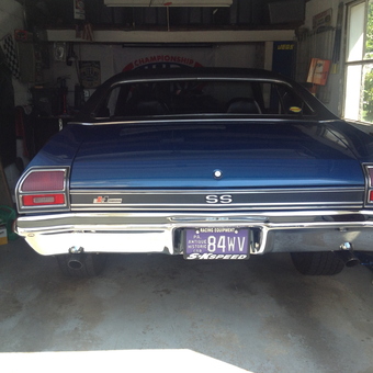 Classic blue SS muscle car in garage with tool storage - Edward from Cleona, Pennsylvania