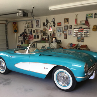 Classic car garage with memorabilia display - Gene from Emmett, Idaho