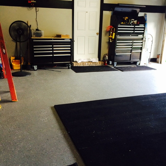 Organized garage with tool chests and storage mats - James from Baton Rouge, Louisiana