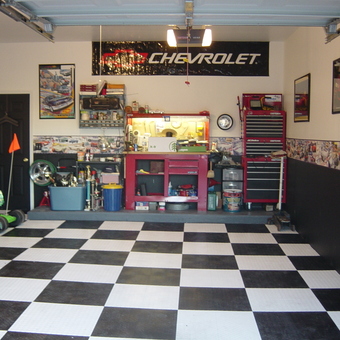 Checkered Garage Flooring and Tool Storage - John Dziekan from Macomb, Michigan