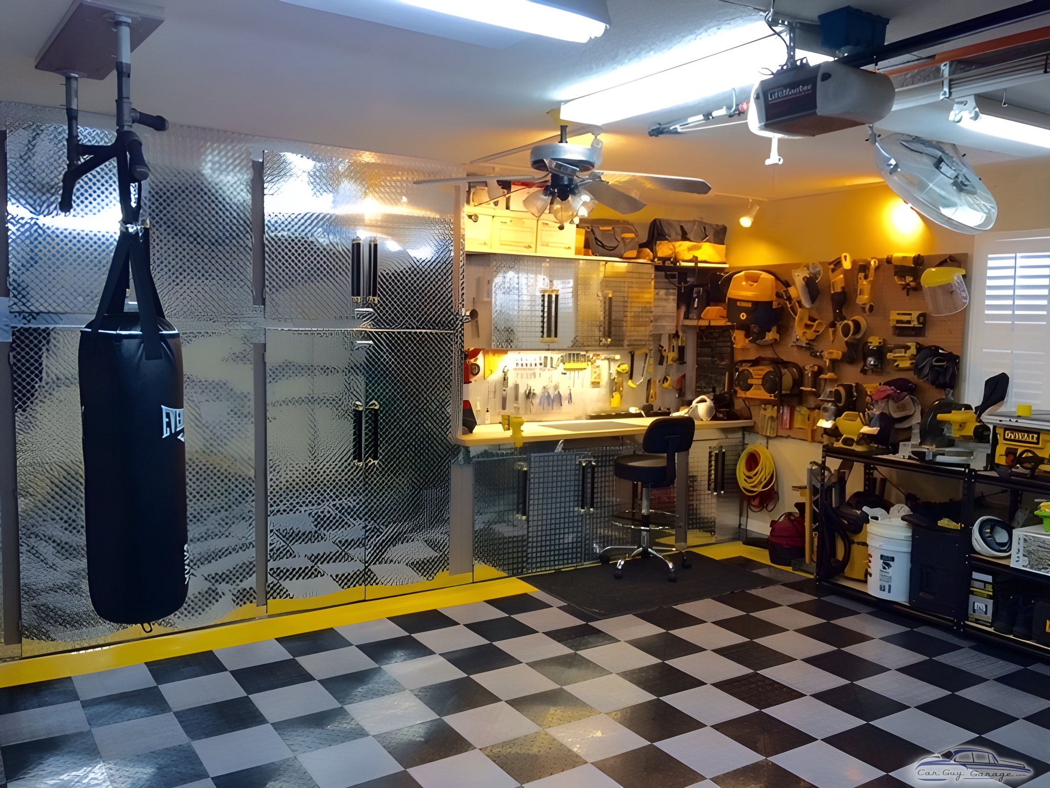 Organized garage with diamond plate cabinets and workbench - Diego from Winter Springs, Florida