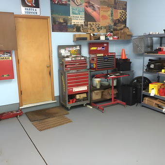 Organized garage with tool chests and storage racks - Charles Pervo from Avon Lake, Ohio