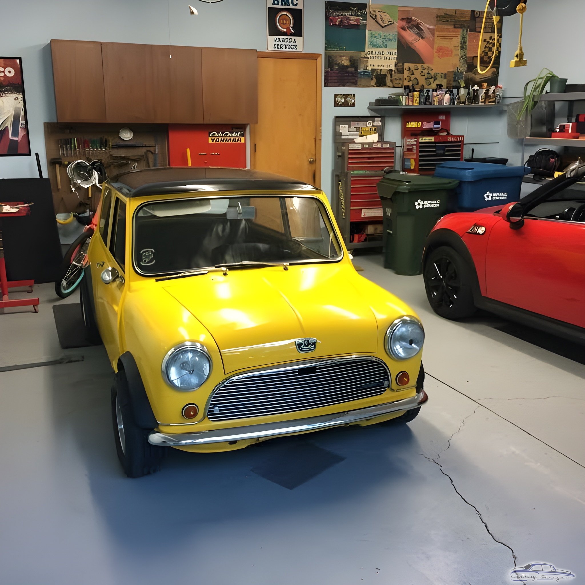 Classic Mini and Modern Car in Organized Garage - Charles Pervo from Avon Lake, Ohio