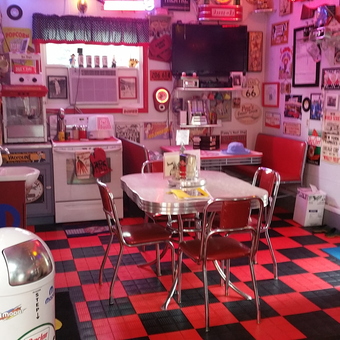 Retro Garage Diner with Checker Tile Flooring - lorencherylp from Galesburg, IL
