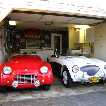 Classic Car Garage with Wall Cabinets and Bike Rack - Bill Meade from Watsonville, California