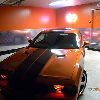 Custom Garage with Diamond Plate Walls and Neon Light - Donna & Brian from Wright City, MO