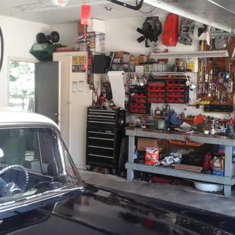 Classic car, tool chest, and organized garage workspace - Ken Ican from Eastlake, Ohio