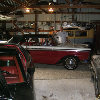 Classic Cars and Hubcap Wall Display in Garage - Neil from Westby, Wisconsin