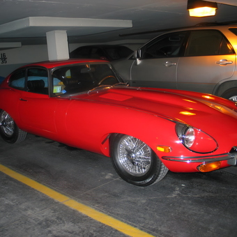 Classic Red Jaguar in Garage with Wire Wheels - Jagxke69 from Chicago, IL