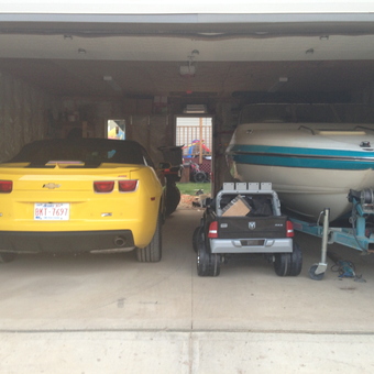Garage with Yellow Camaro, Boat, and Toy Truck - Liz from Airdrie, AB