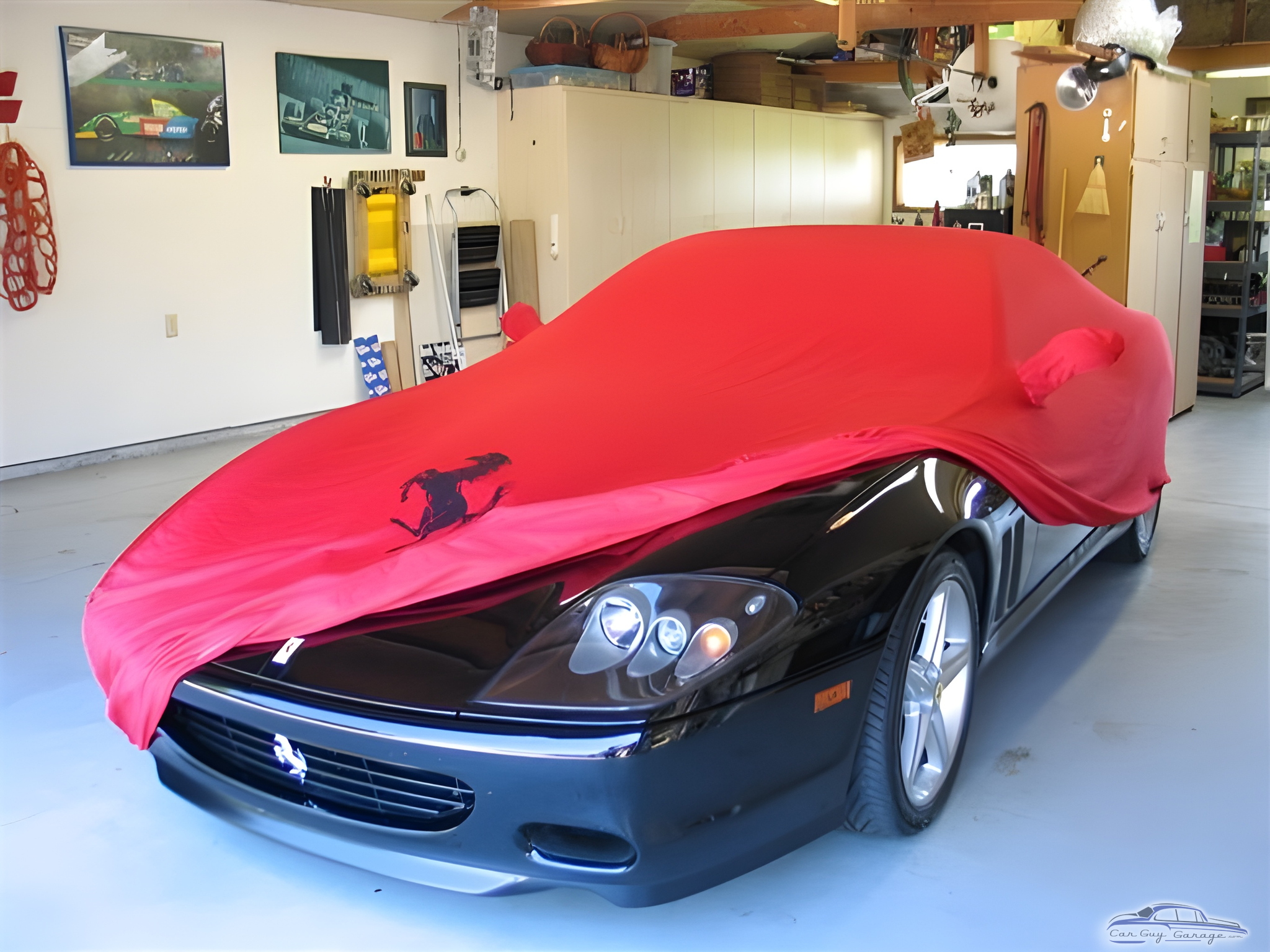 Luxury Car with Red Cover in Organized Garage - Mojo from Phoenix, AZ