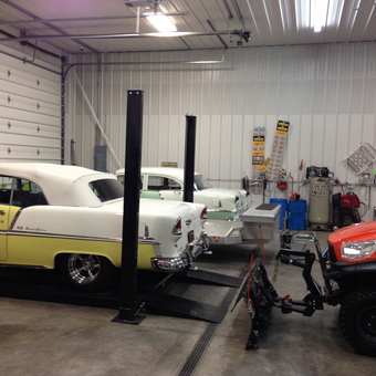 Classic cars on car lift with utility vehicle - John from Kankakee, Il
